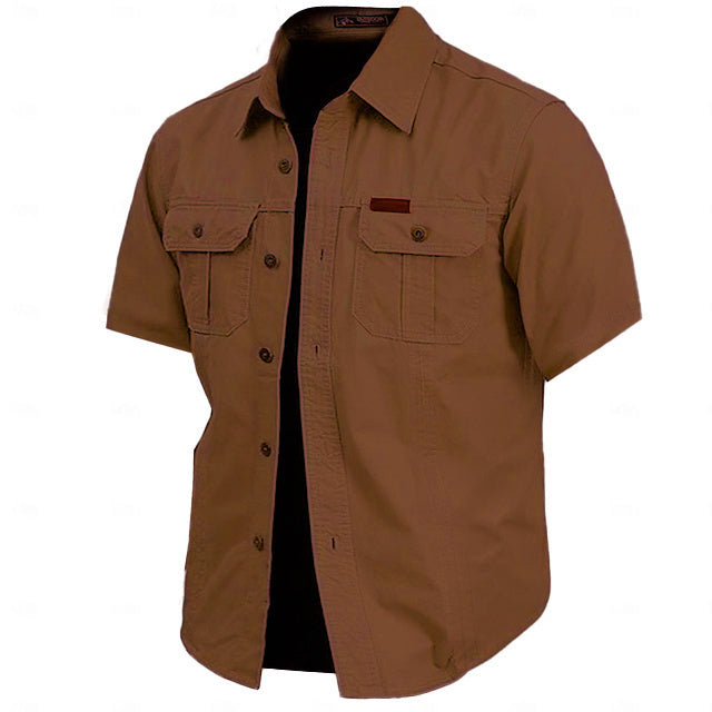Cow pattern casual men's work shirt short sleeves