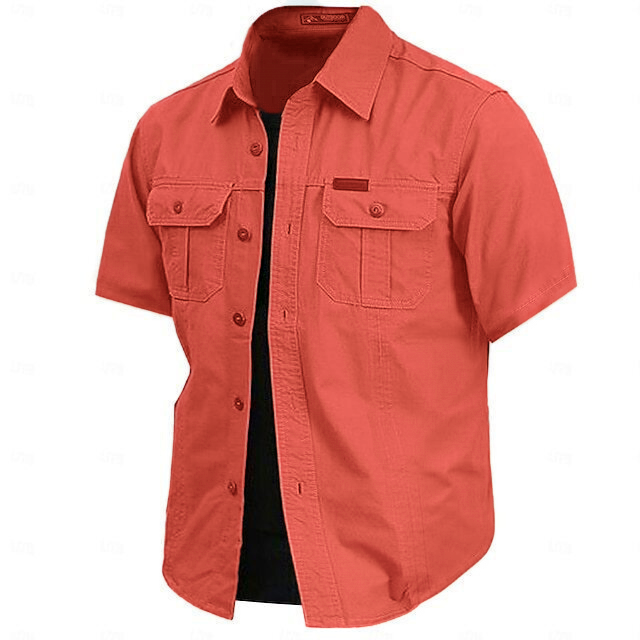 Cow pattern casual men's work shirt short sleeves