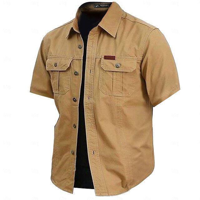 Cow pattern casual men's work shirt short sleeves