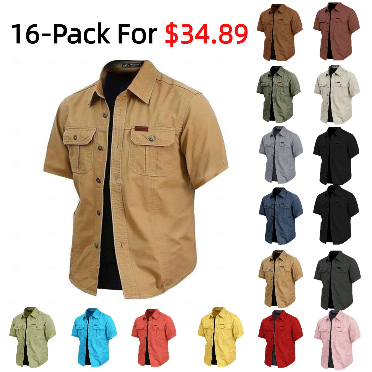 Cow pattern casual men's work shirt short sleeves