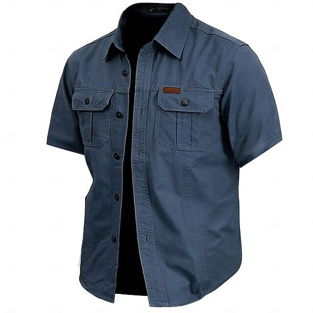 Cow pattern casual men's work shirt short sleeves