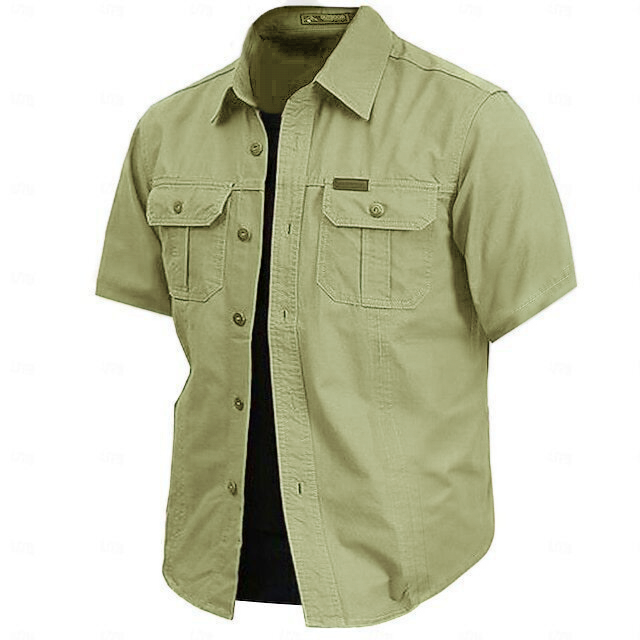Cow pattern casual men's work shirt short sleeves