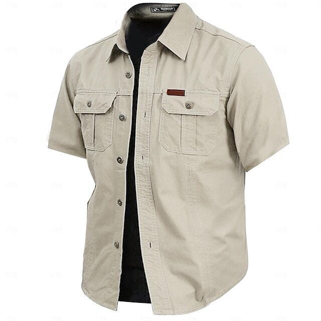 Cow pattern casual men's work shirt short sleeves