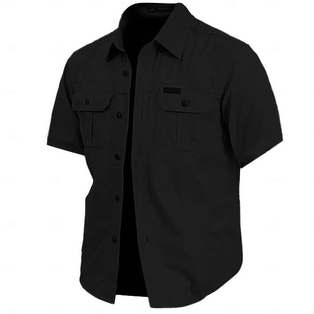 Cow pattern casual men's work shirt short sleeves