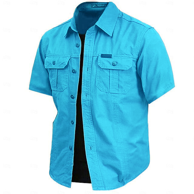 Cow pattern casual men's work shirt short sleeves