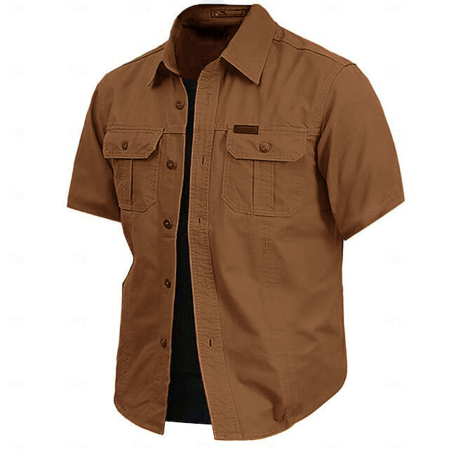 Cow pattern casual men's work shirt short sleeves