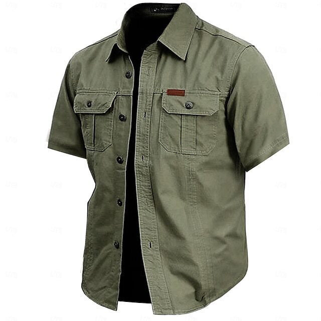 Cow pattern casual men's work shirt short sleeves
