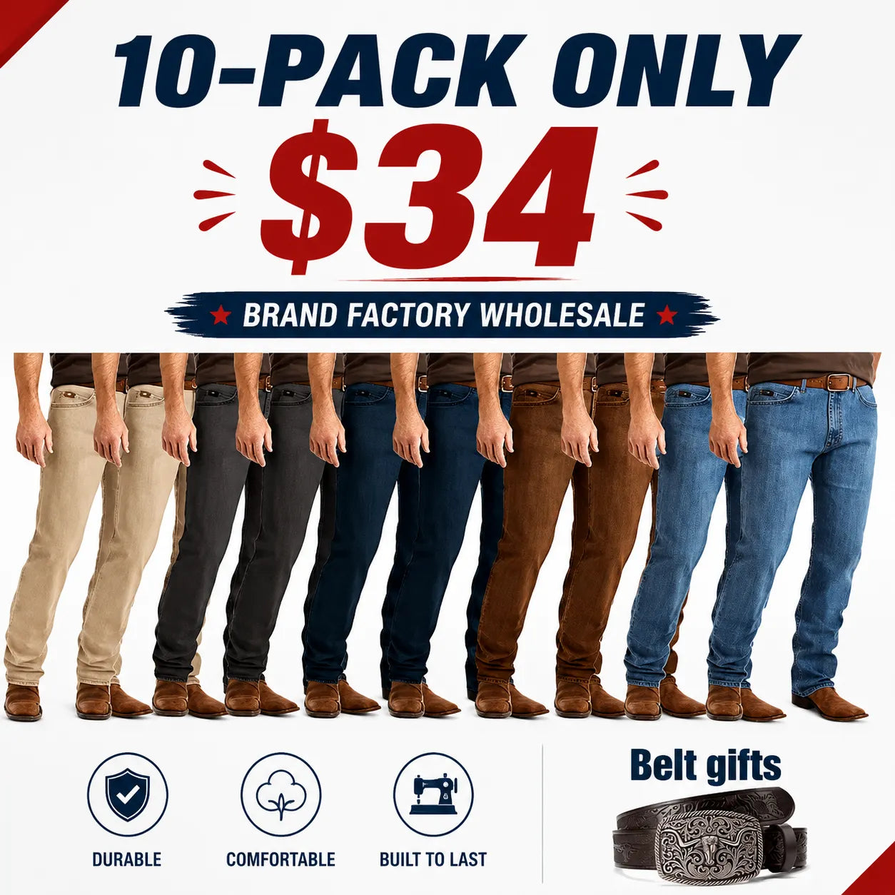 Men's Western Style Cowboy Cut Jeans