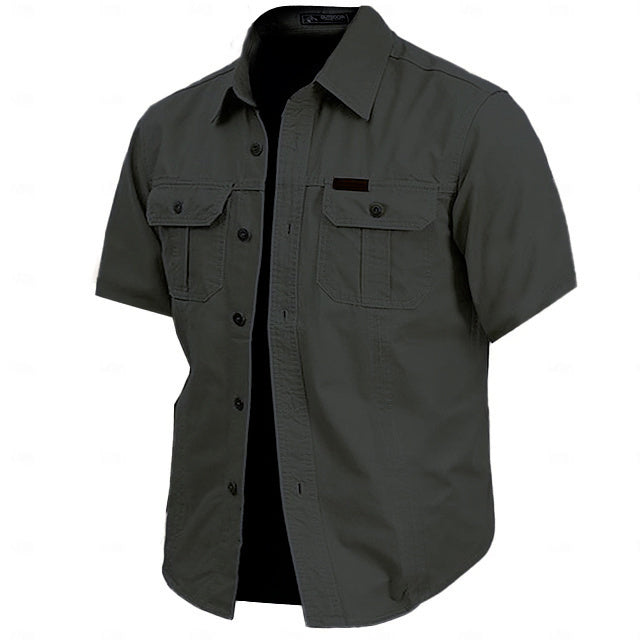 Cow pattern casual men's work shirt short sleeves