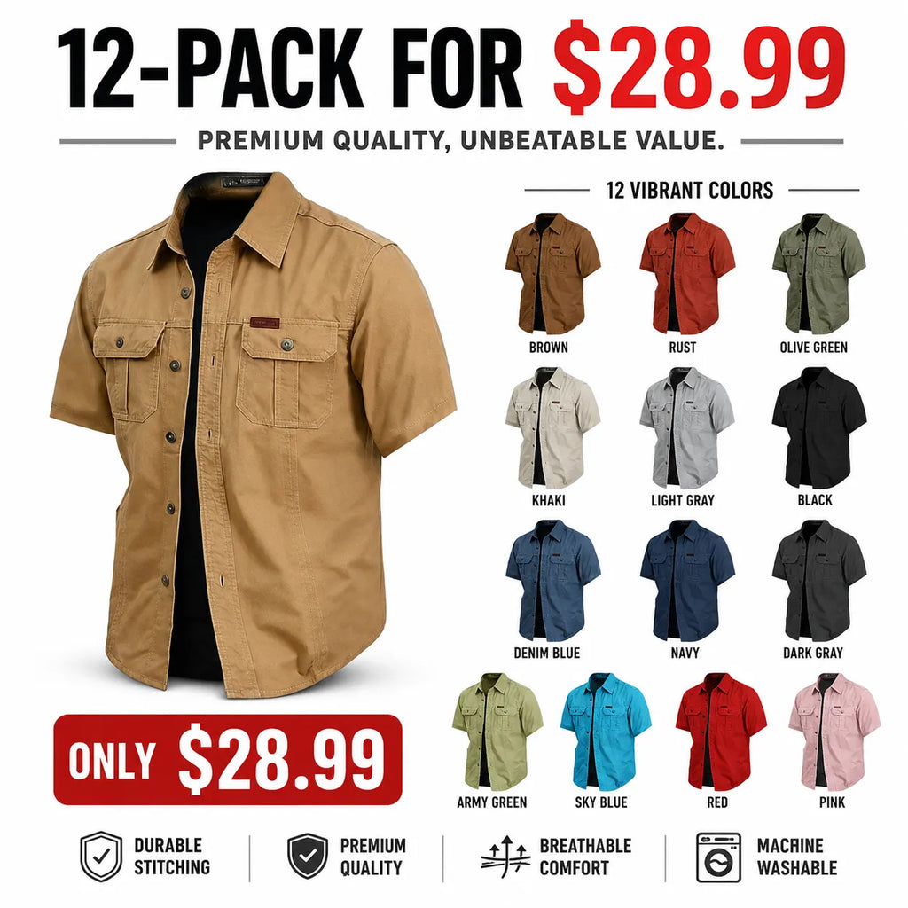 Cow pattern casual men's work shirt short sleeves