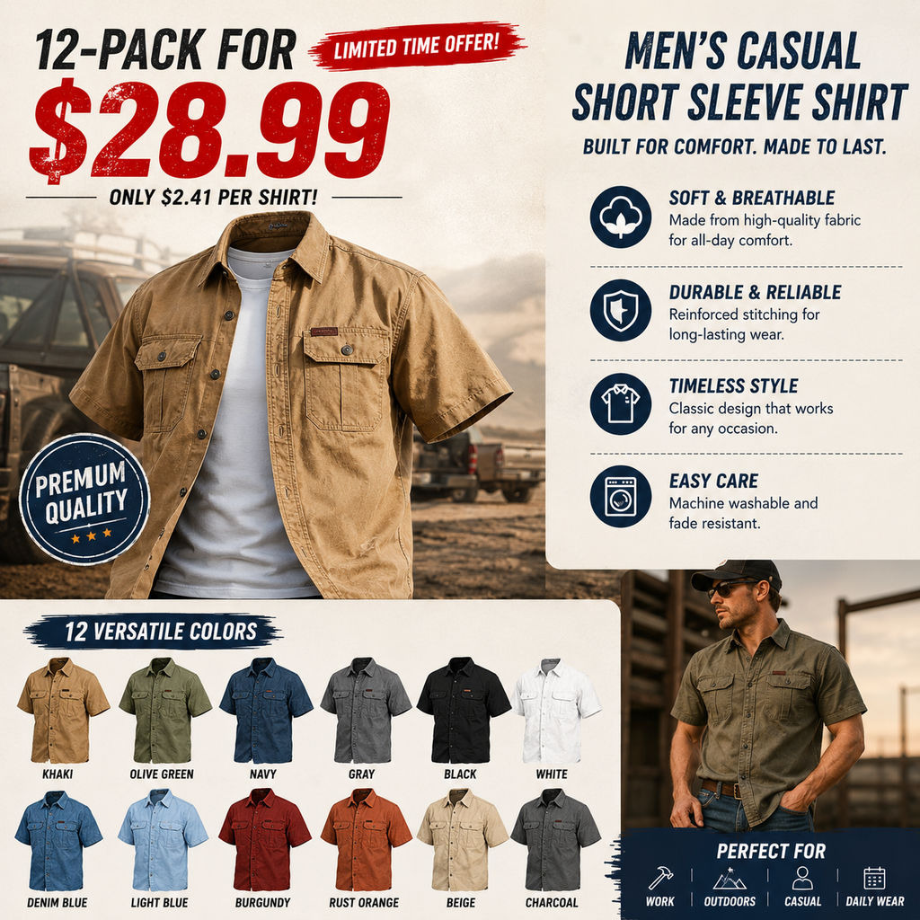 Cow pattern casual men's work shirt short sleeves