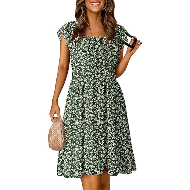 🔥2026 SUMMER DEAL🔥 Women‘s Boho Ruffle Sleeve Smocked Mini Dress