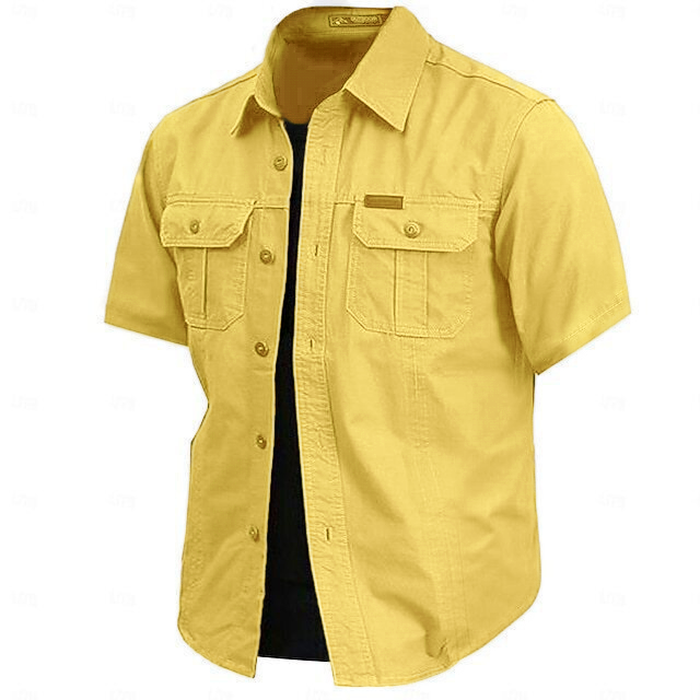 Cow pattern casual men's work shirt short sleeves