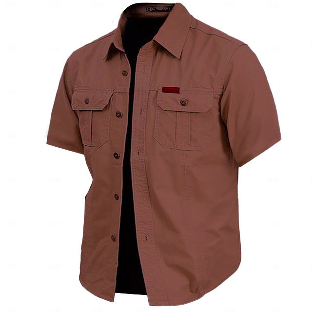 Cow pattern casual men's work shirt short sleeves