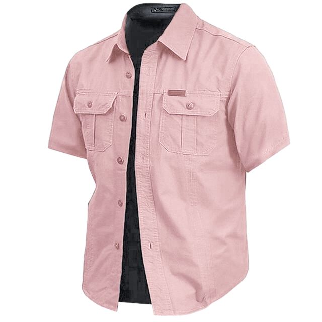 Cow pattern casual men's work shirt short sleeves