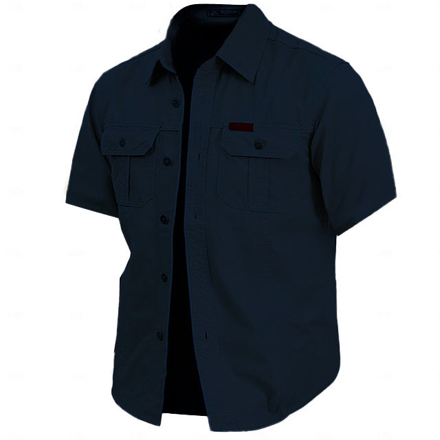 Cow pattern casual men's work shirt short sleeves