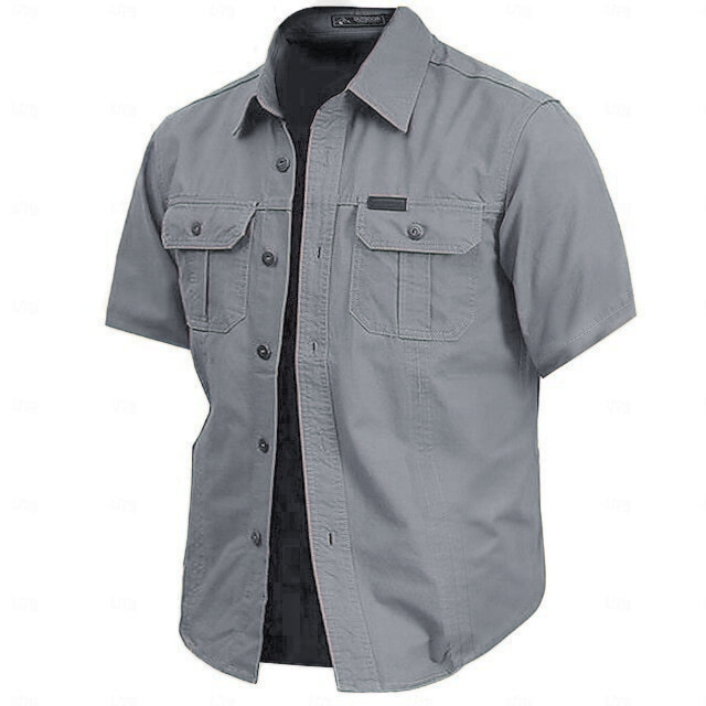 Cow pattern casual men's work shirt short sleeves